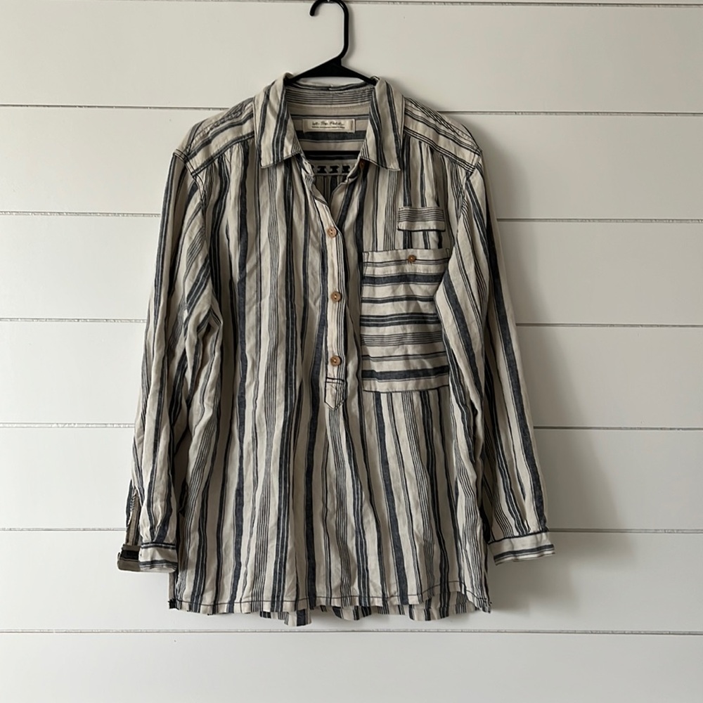 Free People Long Sleeve Half Button Up